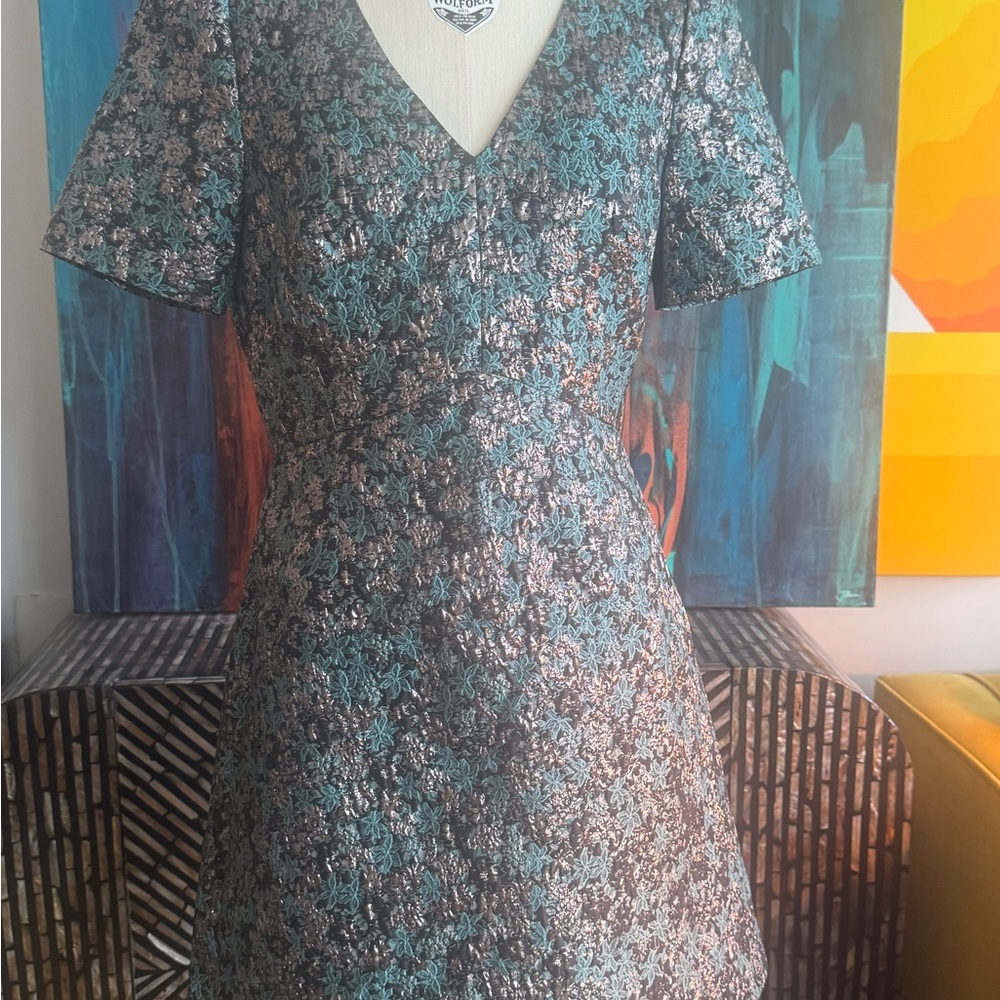 Club Monaco Teal and Silver Mini Dress